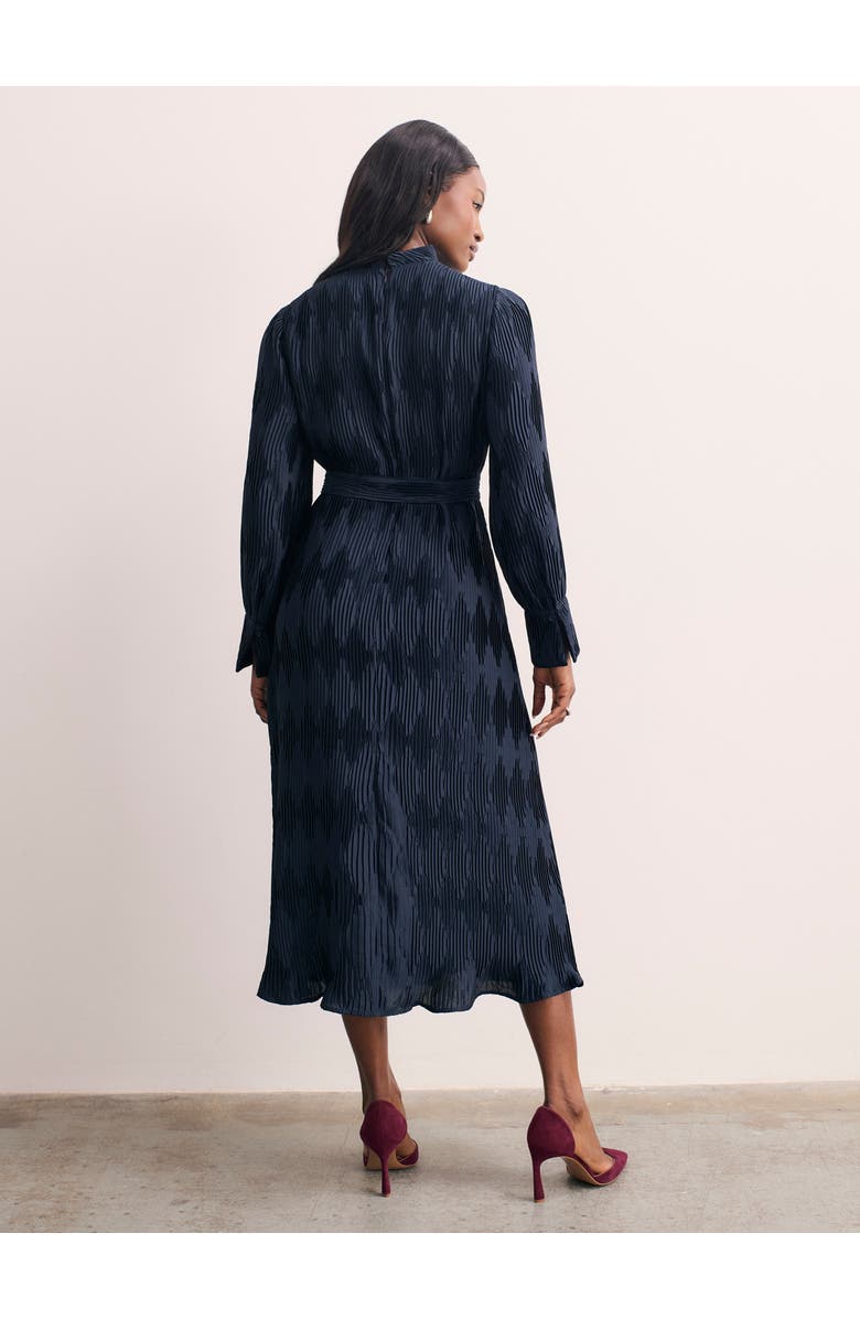 The Fold Aurellie Long Sleeve Tie Waist Dress, Alternate, color, Navy