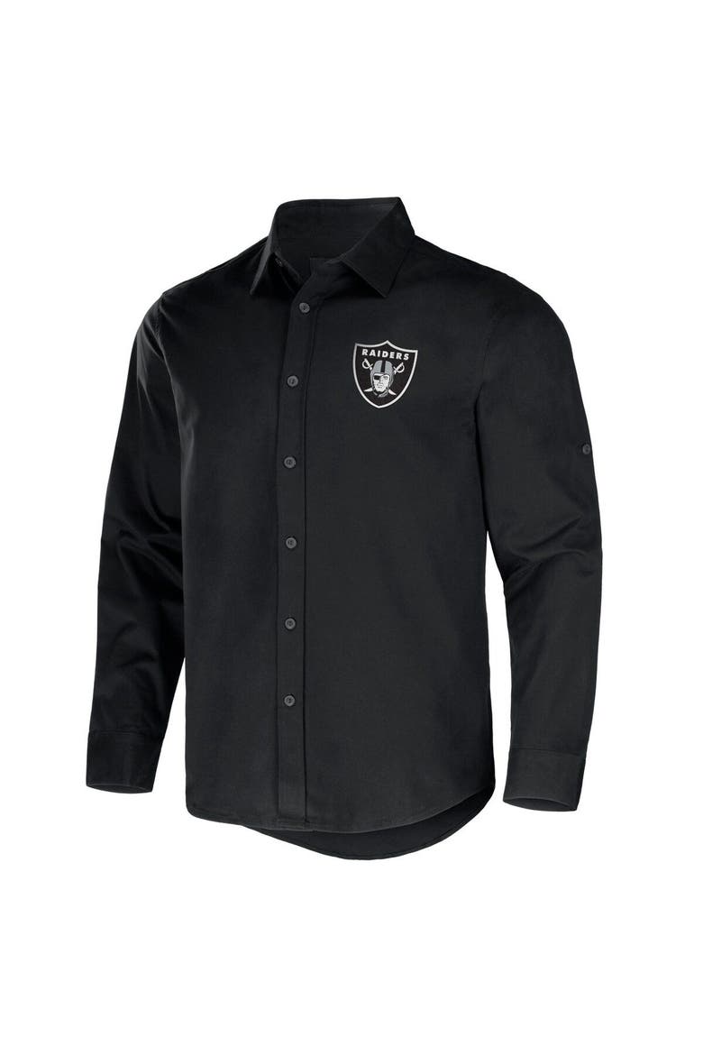 Men's NFL x Darius Rucker Collection by Fanatics Black Las Vegas Raiders Convertible Twill Long Sleeve Button-Up Shirt, Alternate, color, Black