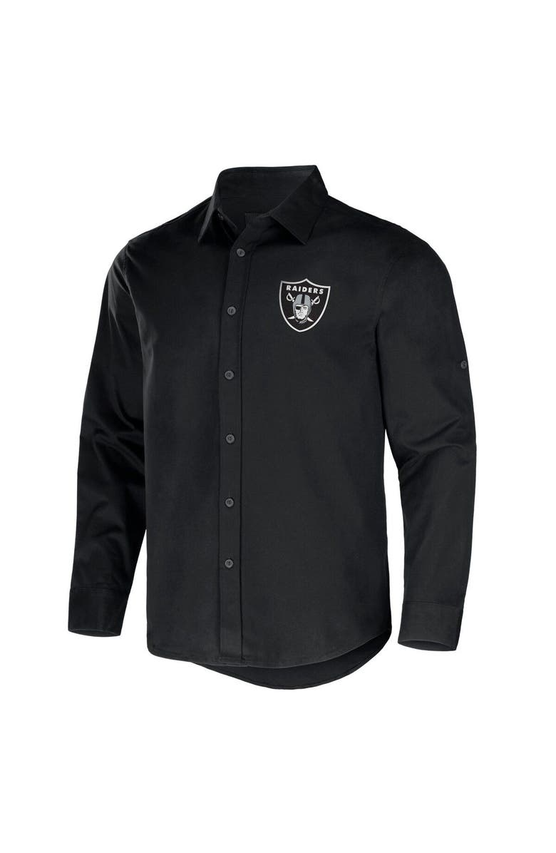 NFL X DARIUS RUCKER Men's NFL x Darius Rucker Collection by Fanatics Black Las Vegas Raiders Convertible Twill Long Sleeve Button-Up Shirt, Alternate, color, 