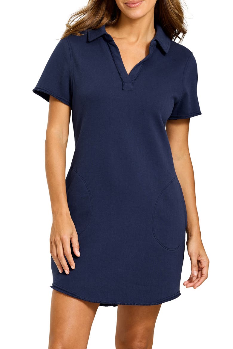 Marina Del Mar Cotton Brushed Fleece Minidress, Main, color, COASTLINE