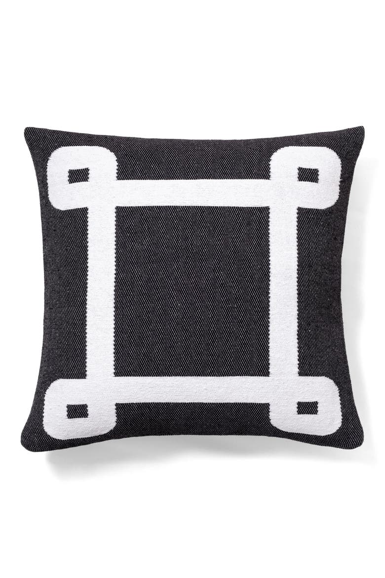 Geometric Border Decorative Pillow, Main, color, BLACK