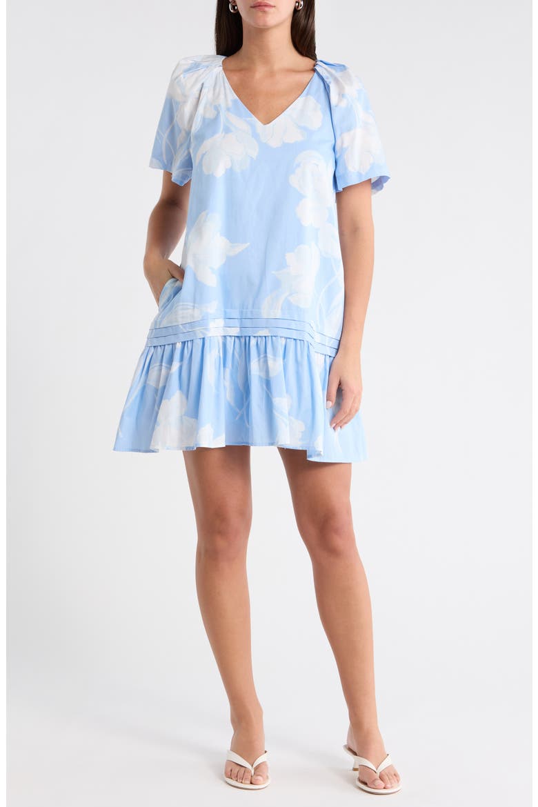 Afina Floral Seruma Drop Waist Shift Dress, Main, color, BABYBLUE-MULTI
