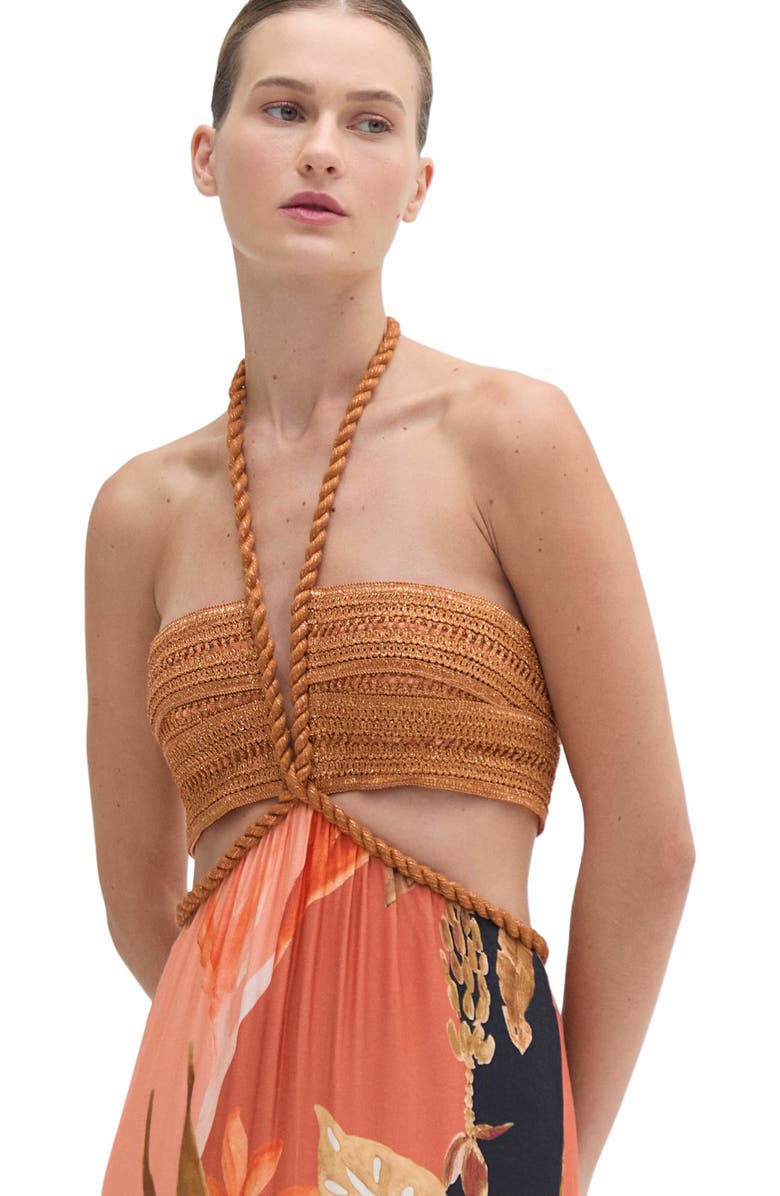 PatBO Bananier Cut Out Midi Dress, Alternate, color, 