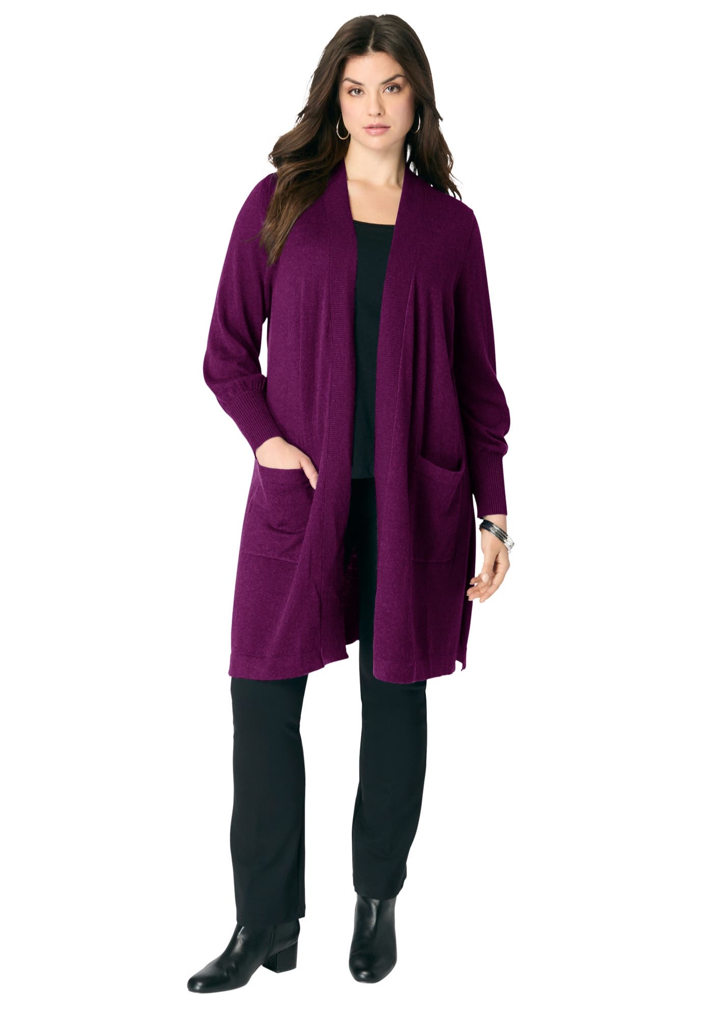 Fine Gauge Open Front Cardigan - image 4