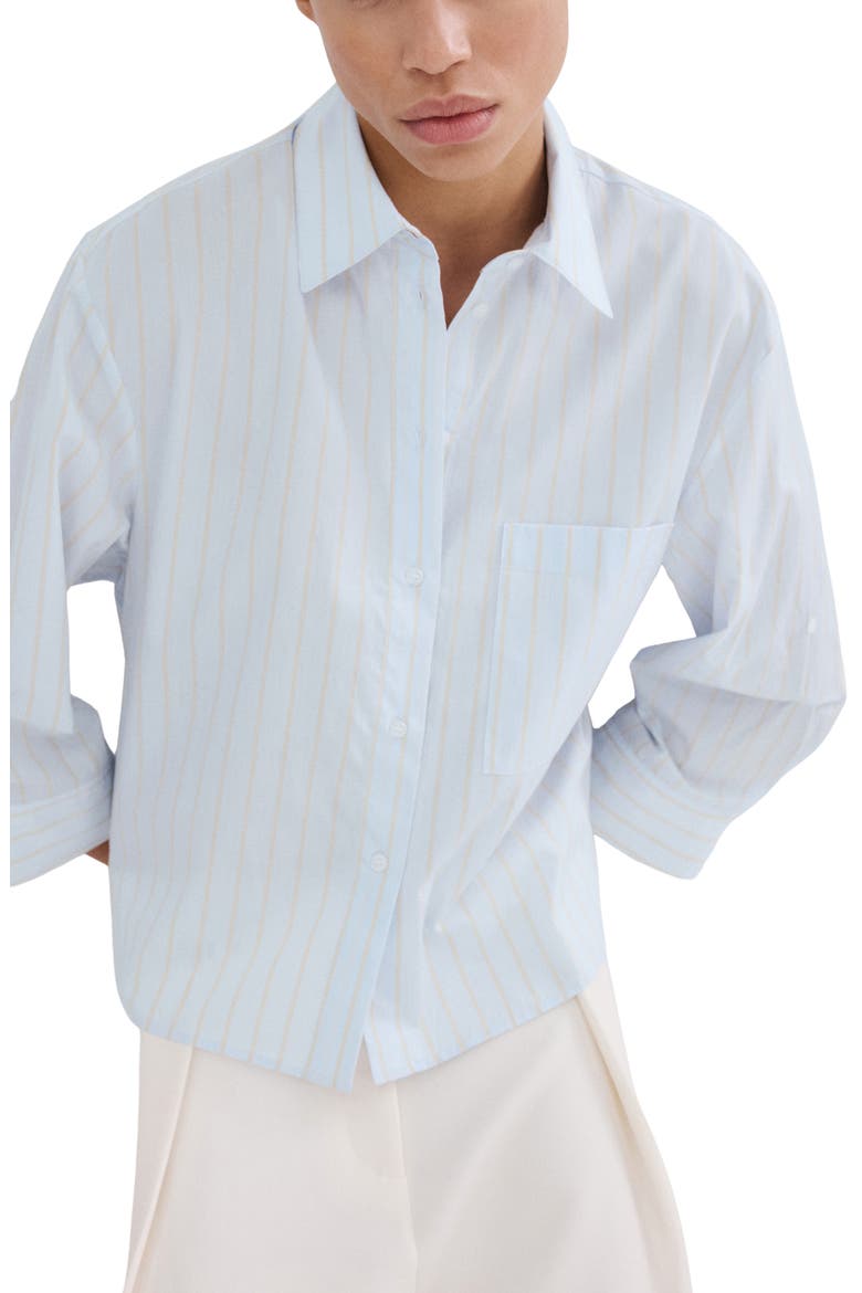 Stripe Cotton Button-Up Shirt, Main, color, SKY BLUE