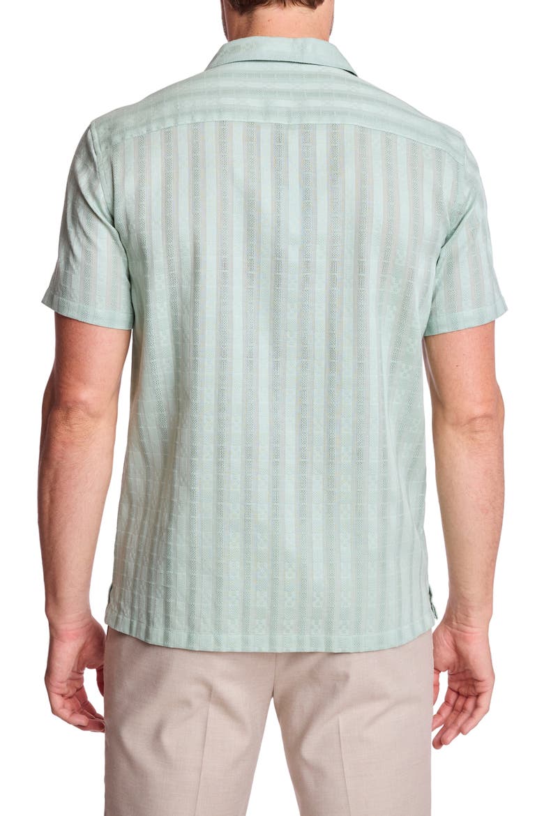 Textured Cotton Camp Shirt, Alternate, color, MINT DOBBY STRIPES