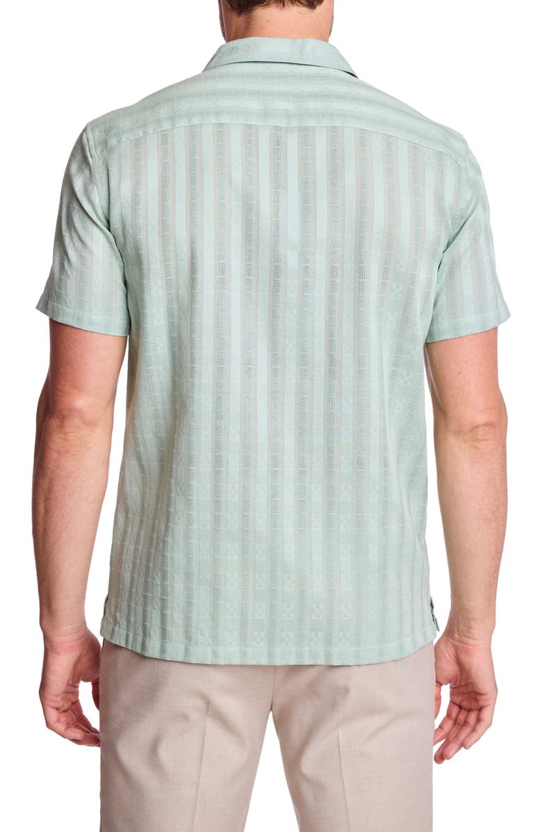 PAISLEY & GRAY Textured Cotton Camp Shirt, Alternate, color, Mint Dobby Stripes