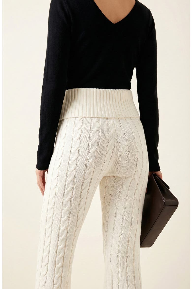 Cable Knit Pull On Pants, Alternate, color, White