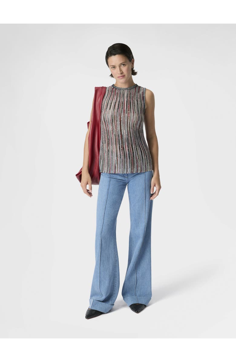 Missoni Ribbed Mixed Viscose Sleeveless Top With Sequins, Alternate, color, Silver