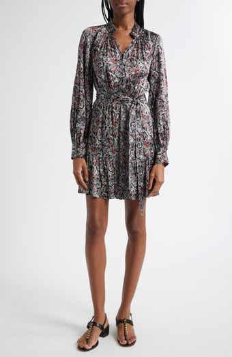 Veronica Beard Zoella Paisley Long Sleeve Silk Blend Minidress