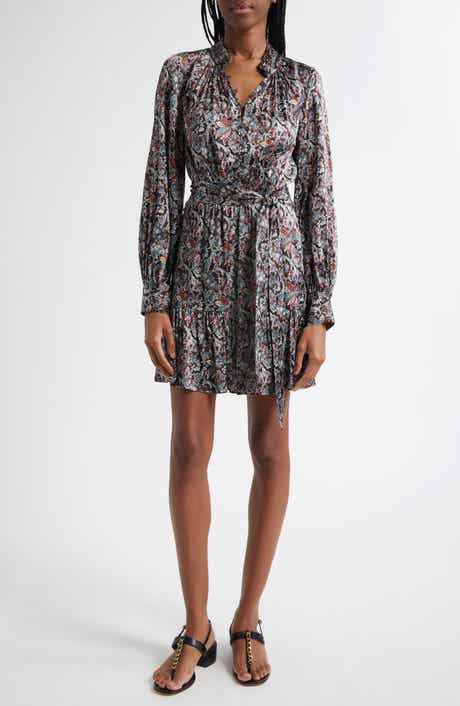 Veronica Beard Zoella Paisley Long Sleeve Silk Blend Minidress