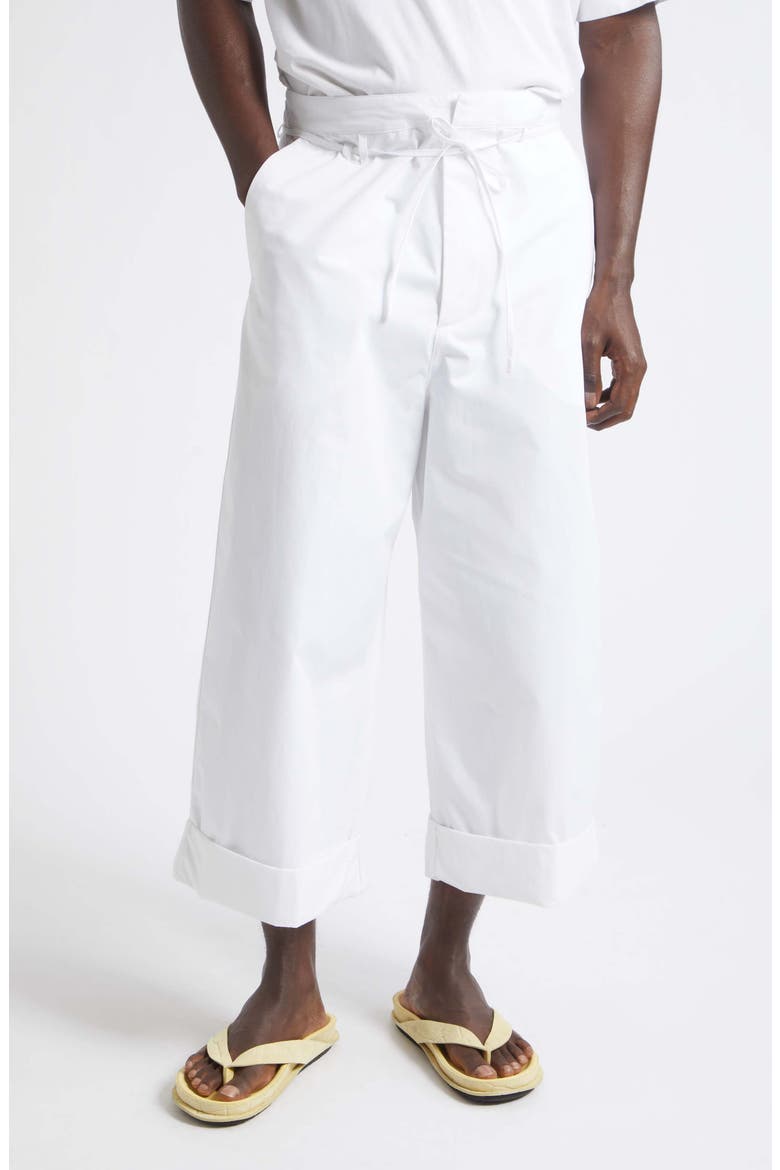 Le Pantalon Marin Belted Cotton Poplin Wide Leg Pants, Main, color, WHITE 100