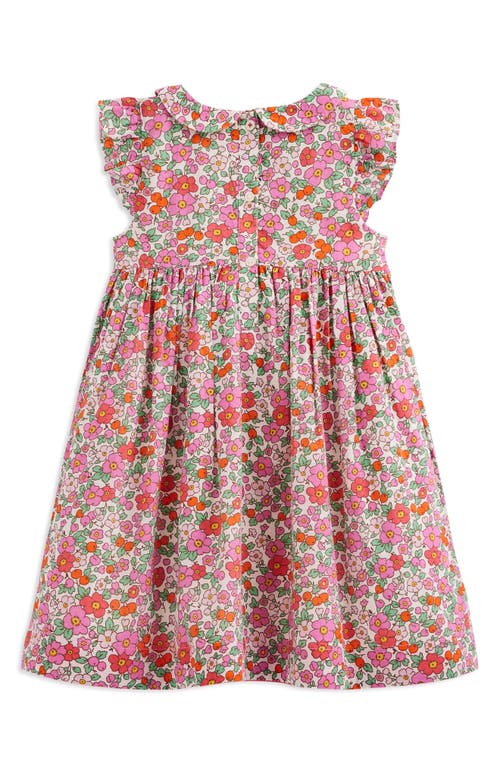 Mini Boden Kids' Floral Smocked Bodice Cotton Dress In Pink Apple Blossom Floral