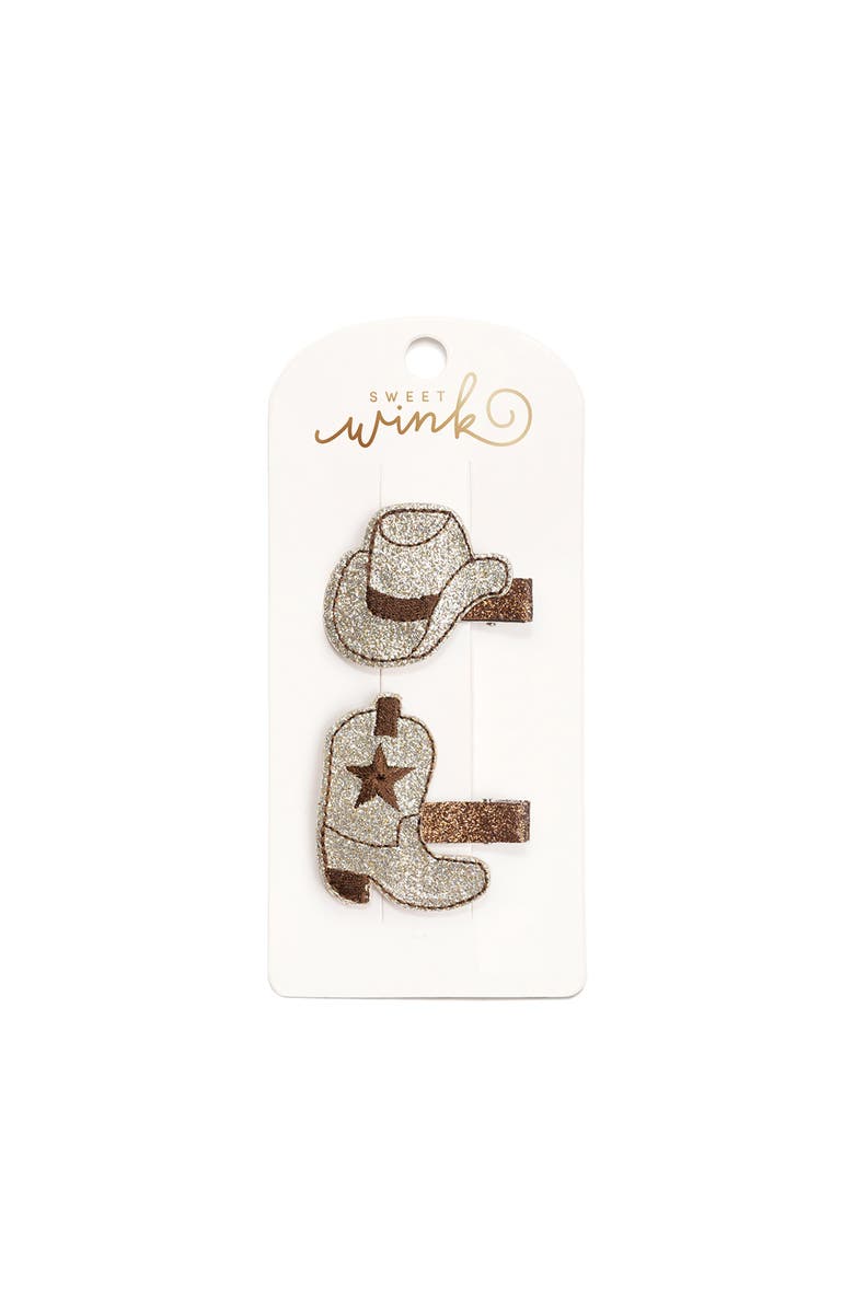 Sweet Wink Cowgirl Cutie Clip Set, Main, color, Brown Multicolor