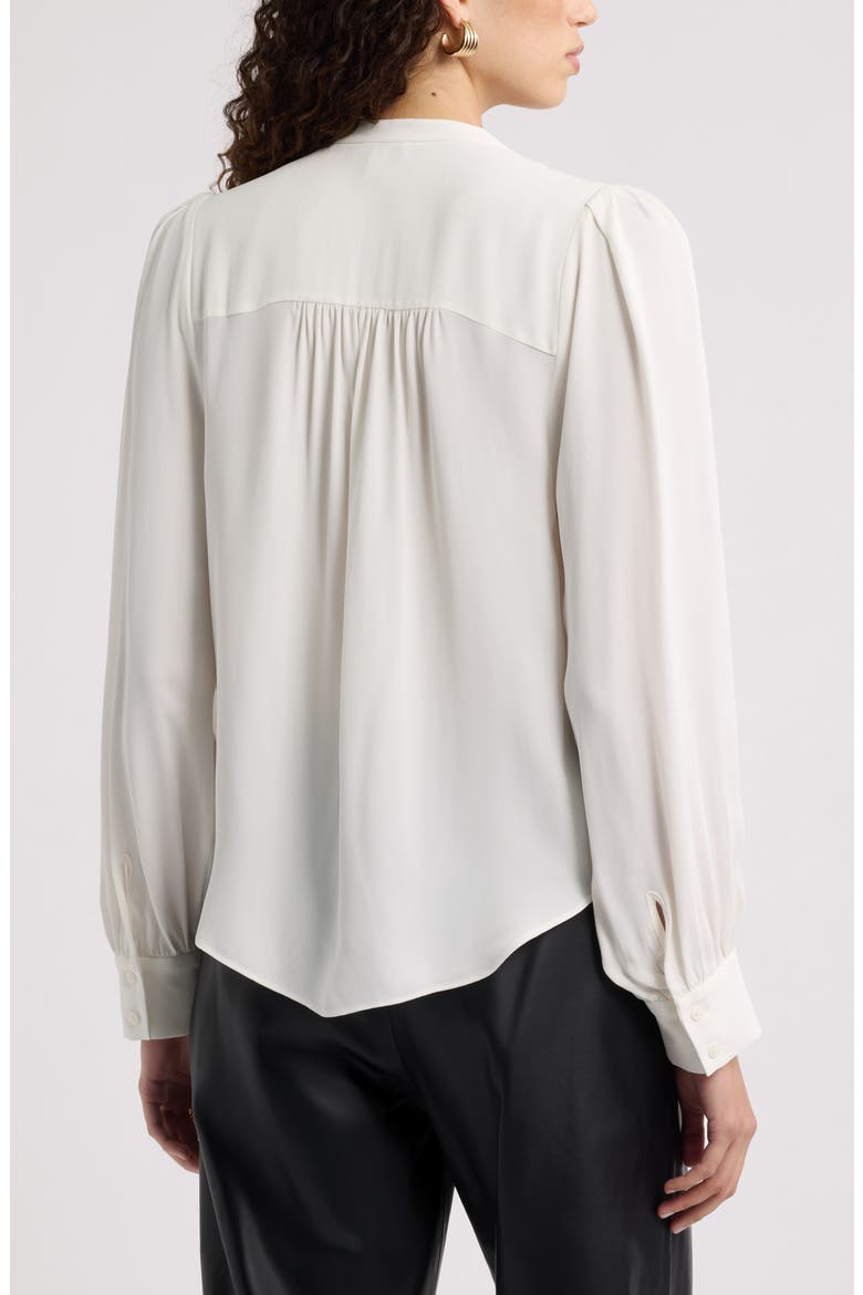 Shirred Long Sleeve Button Up Shirt, Alternate, color, IVORY TOFU