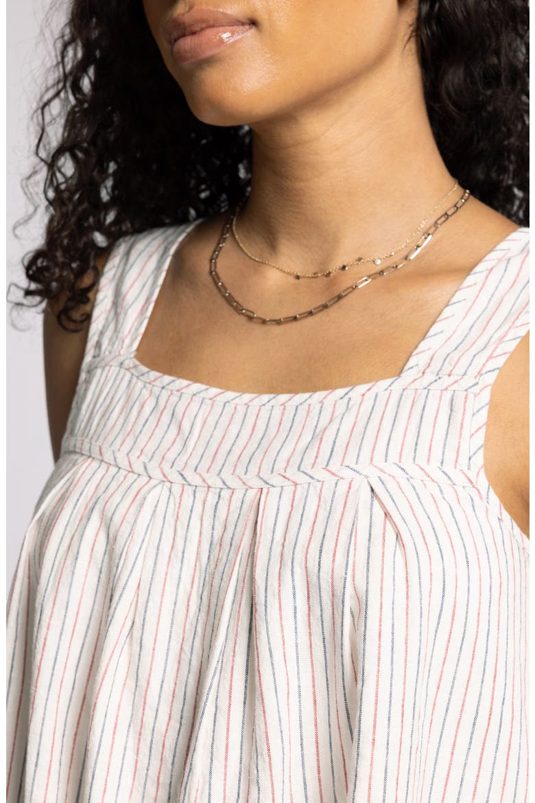 Lydia Pleated Linen Blend Tank, Alternate, color, RED NAVY