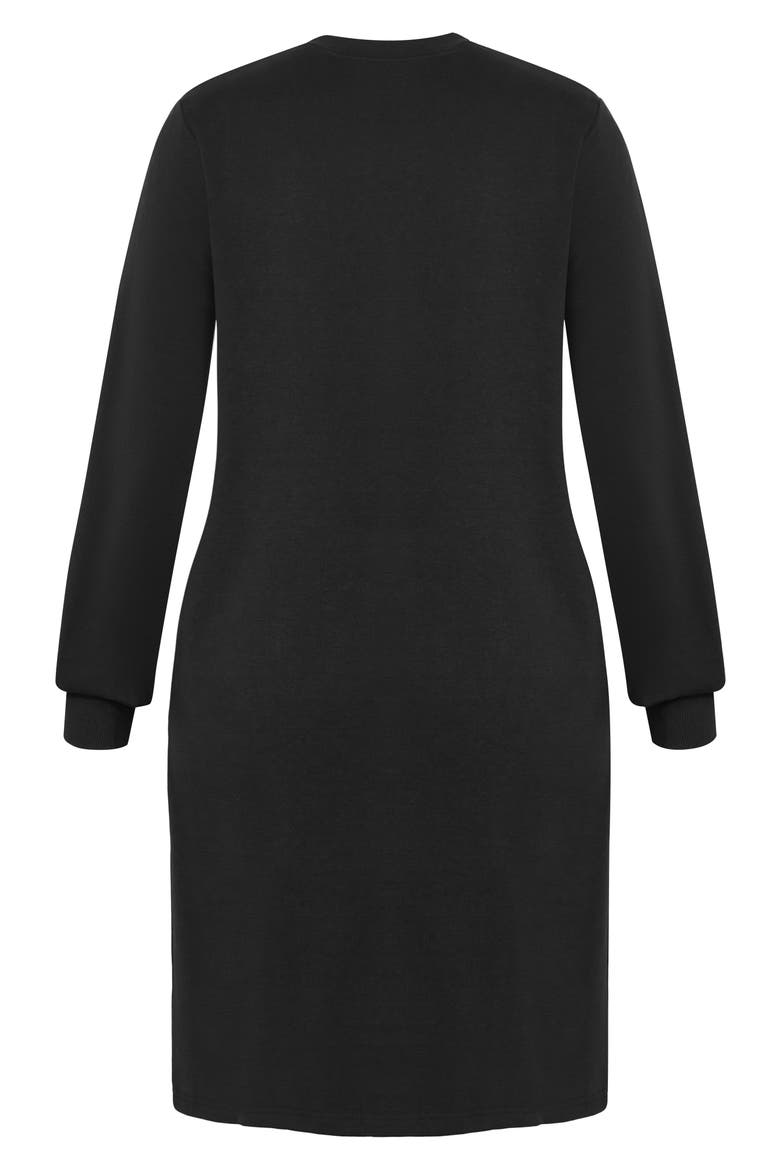Arla Long Sleeve Faux Wrap Sweatshirt Dress, Alternate, color, BLACK