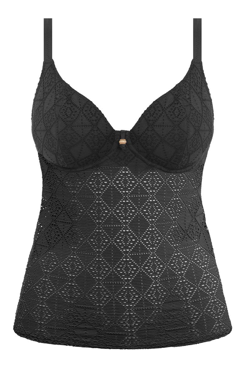 Nomad Nights Underwire Plunge Tankini Top, Alternate, color, BLACK