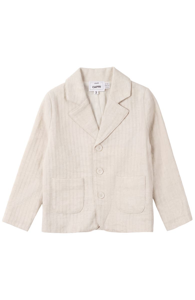 Jolie Capri Linen Notched Lapel Patch Pocket Blazer, Main, color, Linen