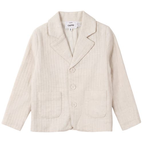 Jolie Capri Kids'  Linen Notched Lapel Patch Pocket Blazer In Sand