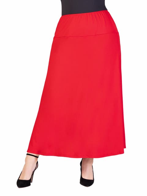 Plus Size Comfortable Fit Elastic Waist Maxi Skirt