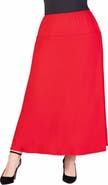 24seven Comfort Apparel Plus Size Comfortable Fit Elastic Waist Maxi Skirt