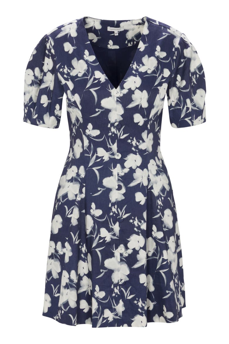 Bea Linen Mini Dress, Alternate, color, Navy Combo