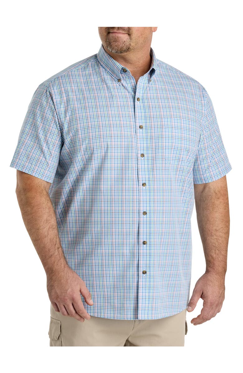 Harbor Bay by DXL Big & Tall Easy-Care Multi Plaid Sport Shirt, Main, color, Blue Multi
