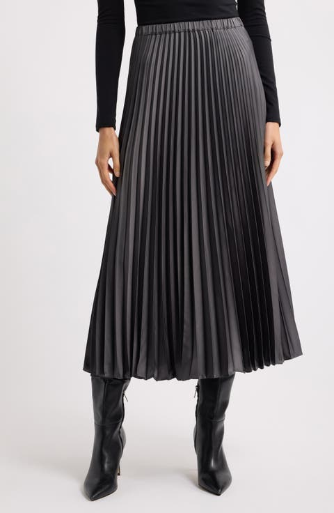 Emmastrake Stretch Satin Pleated Skirt