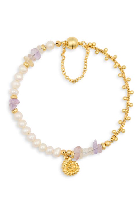 Leona Faux Pearl & Amethyst Bracelet