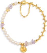 EYE CANDY LOS ANGELES Leona Faux Pearl & Amethyst Bracelet