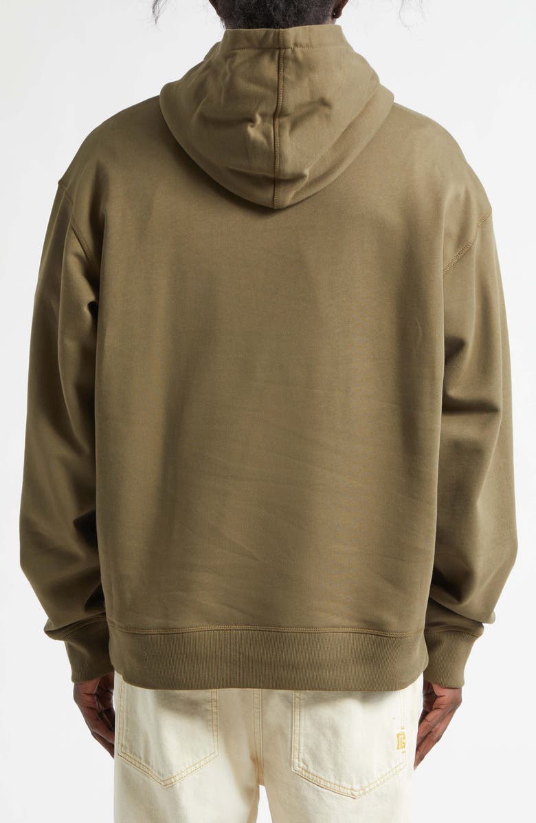 Balmain Paris Embroidered Cotton Hoodie, Alternate, color, Uiv Khaki/ Multi