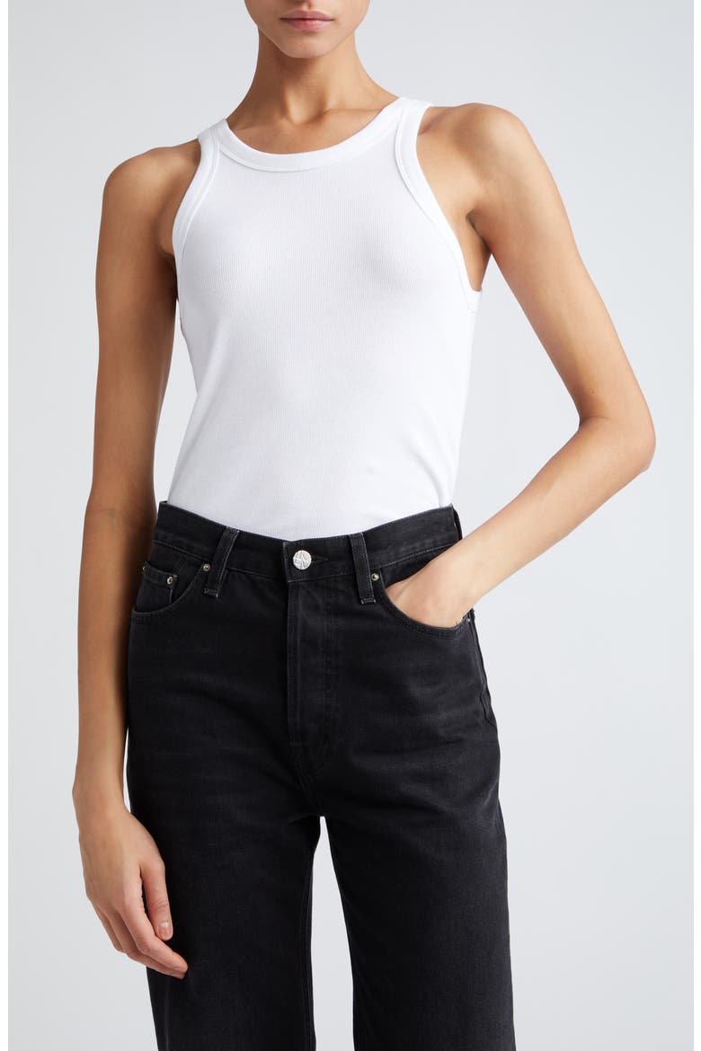 Totême Espera Rib Stretch Organic Cotton Tank, Main, color, WHITE