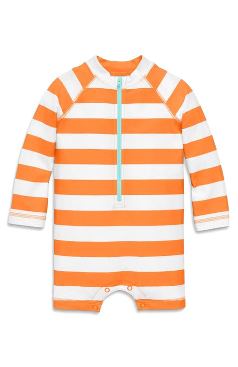 Baby One-Piece Rash Guard In Stripe