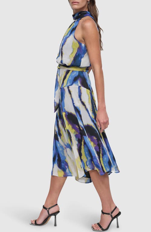 Dkny Mock Neck Chiffon Midi Dress