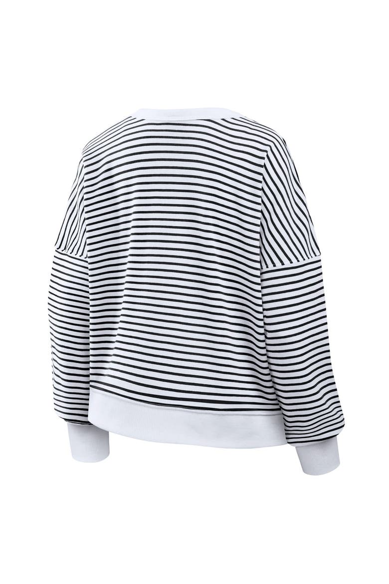Women's Fanatics White/Black Washington Commanders Striped Oversized French Terry Sweatshirt, Alternate, color, White