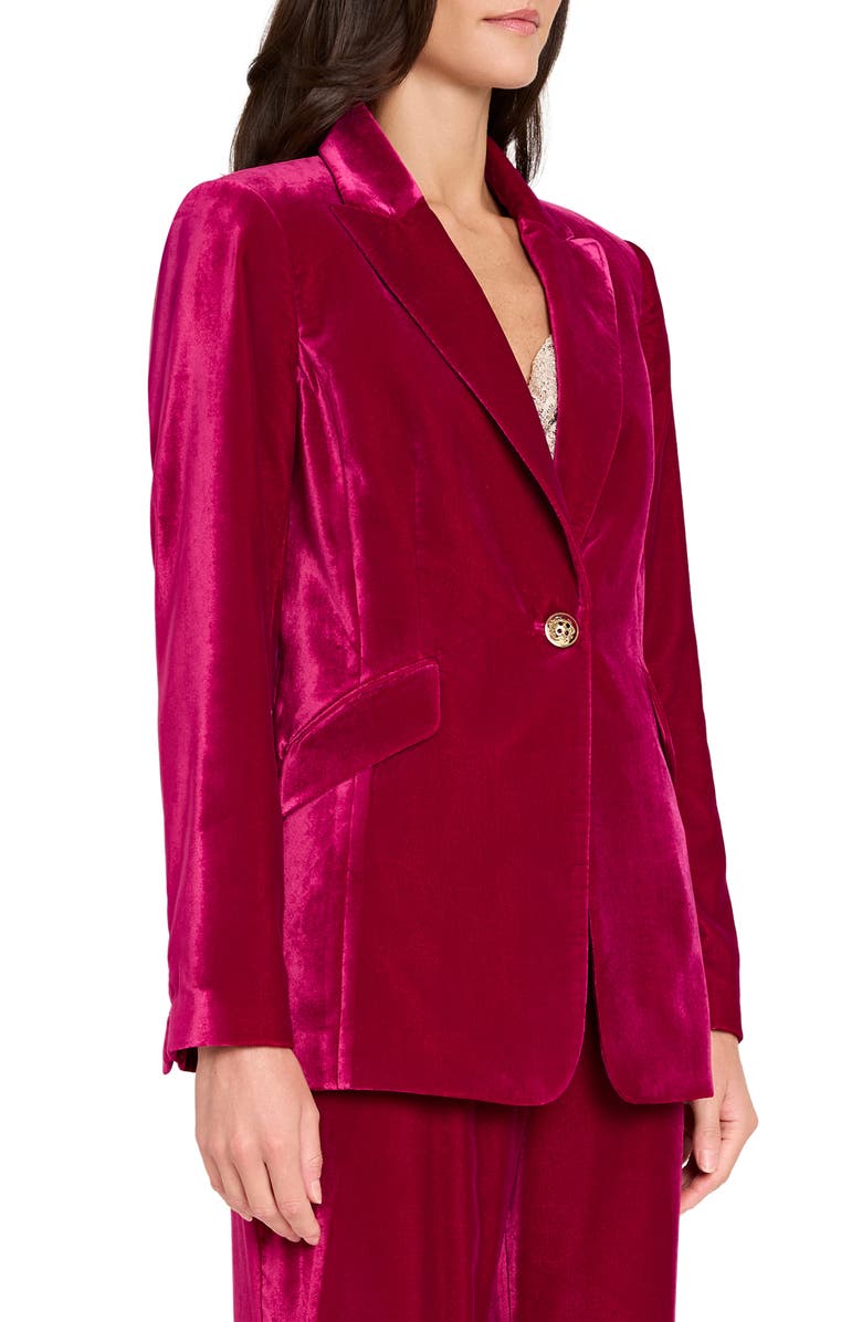 Tahari ASL Velvet Jacket, Alternate, color, Magneta