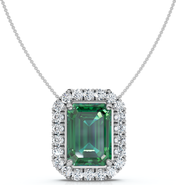 Bliss Diamond 7 1/2Ct Emerald & Diamond Pendant Gold 3/4" Tall 18" Necklace