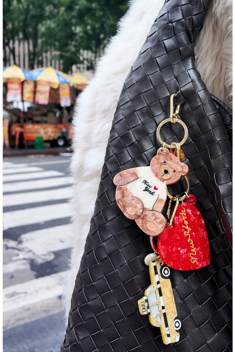 New York Teddy Bear Key Chain, Alternate, color, BROWN