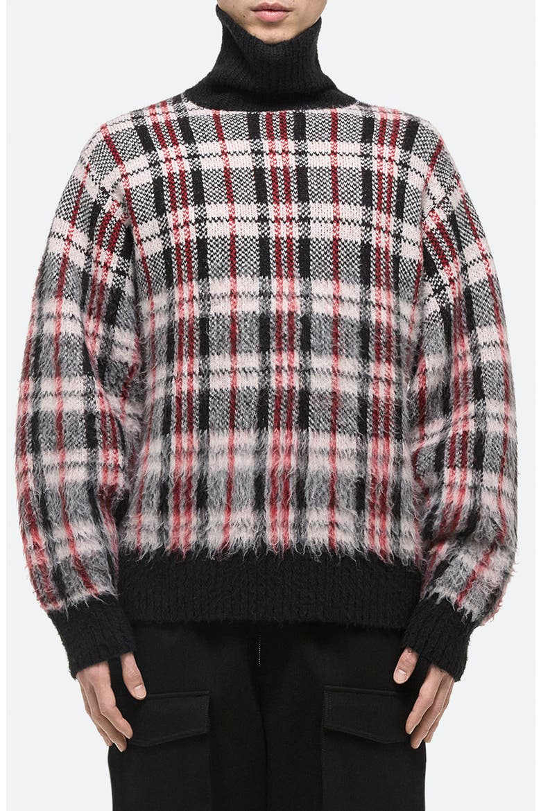 Plaid Brushed Oversize Turtleneck Sweater, Main, color, MEDIUM BLACK CHECK