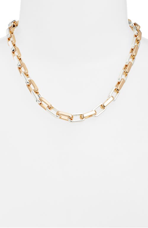 Open Edit Two Tone Rectangle Link Chain Necklace In Gold