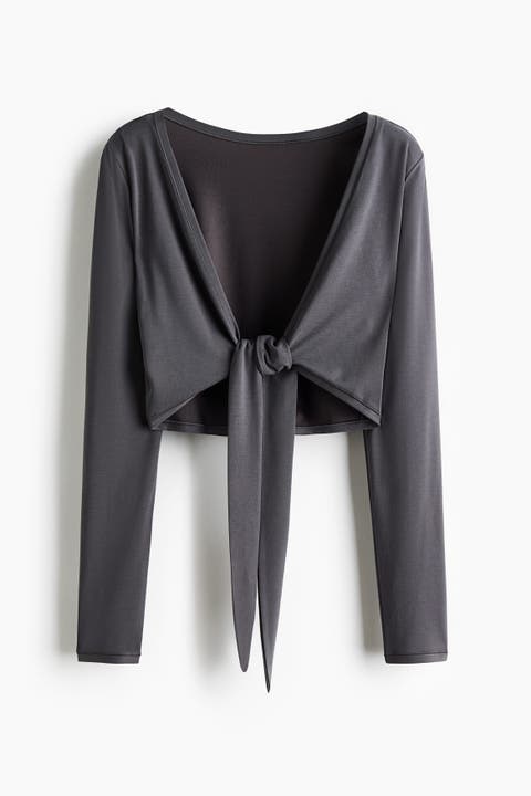 Cropped Tie-front Yoga Top With Softmove