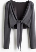 H&M Cropped Tie-front Yoga Top With Softmove