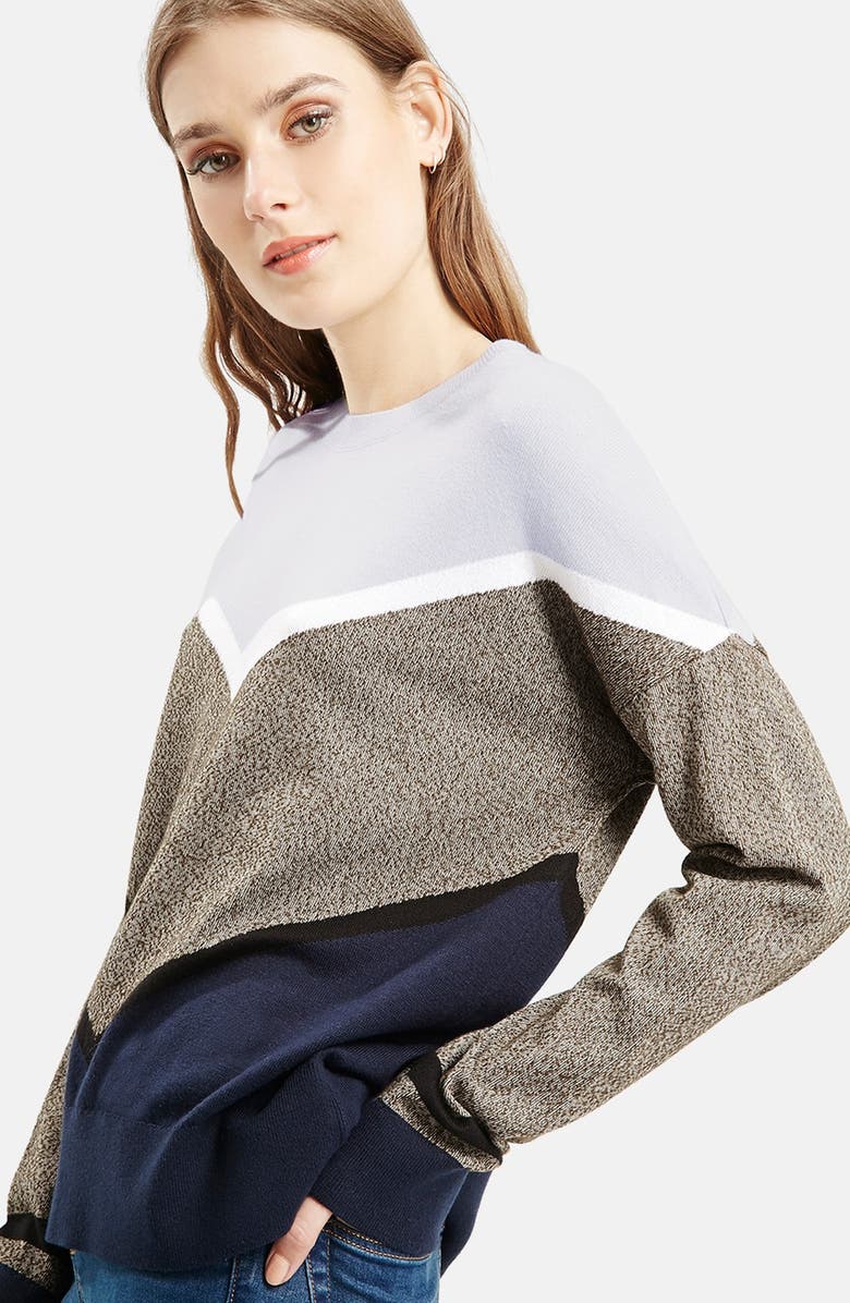 Topshop Chevron Colorblock Sweatshirt, Alternate, color,