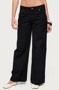 EDIKTED Misha Polka Dot Baggy Wide Leg Jeans