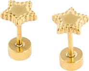 Pip Pop Girls' Beaded Star Flatback Stud Hypoallergenic Earrings