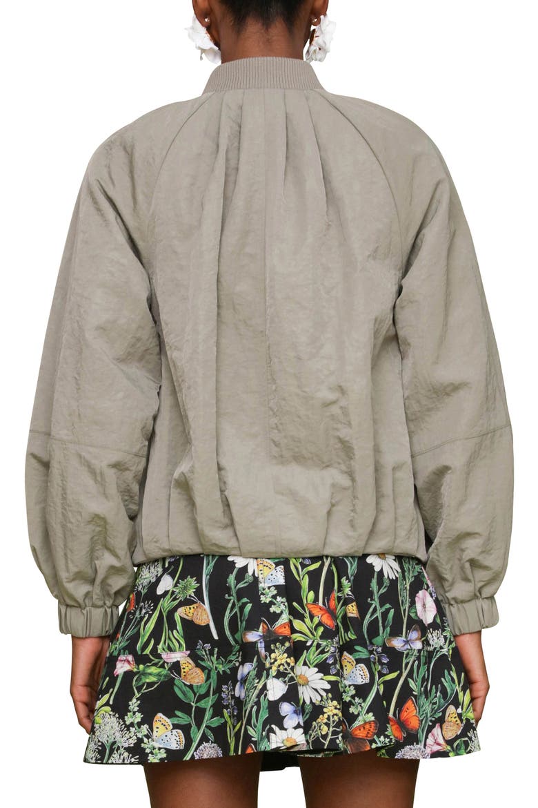 Pleated Balloon Bomber Jacket, Alternate, color, SAGE