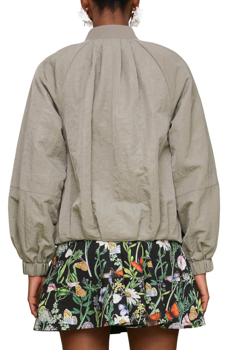 Avec Les Filles Pleated Balloon Bomber Jacket, Alternate, color, Sage