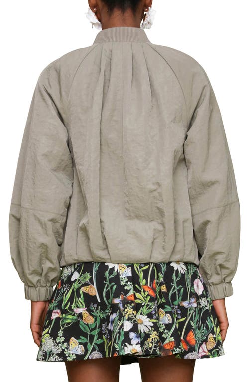 Avec Les Filles Pleated Balloon Bomber Jacket In Sage