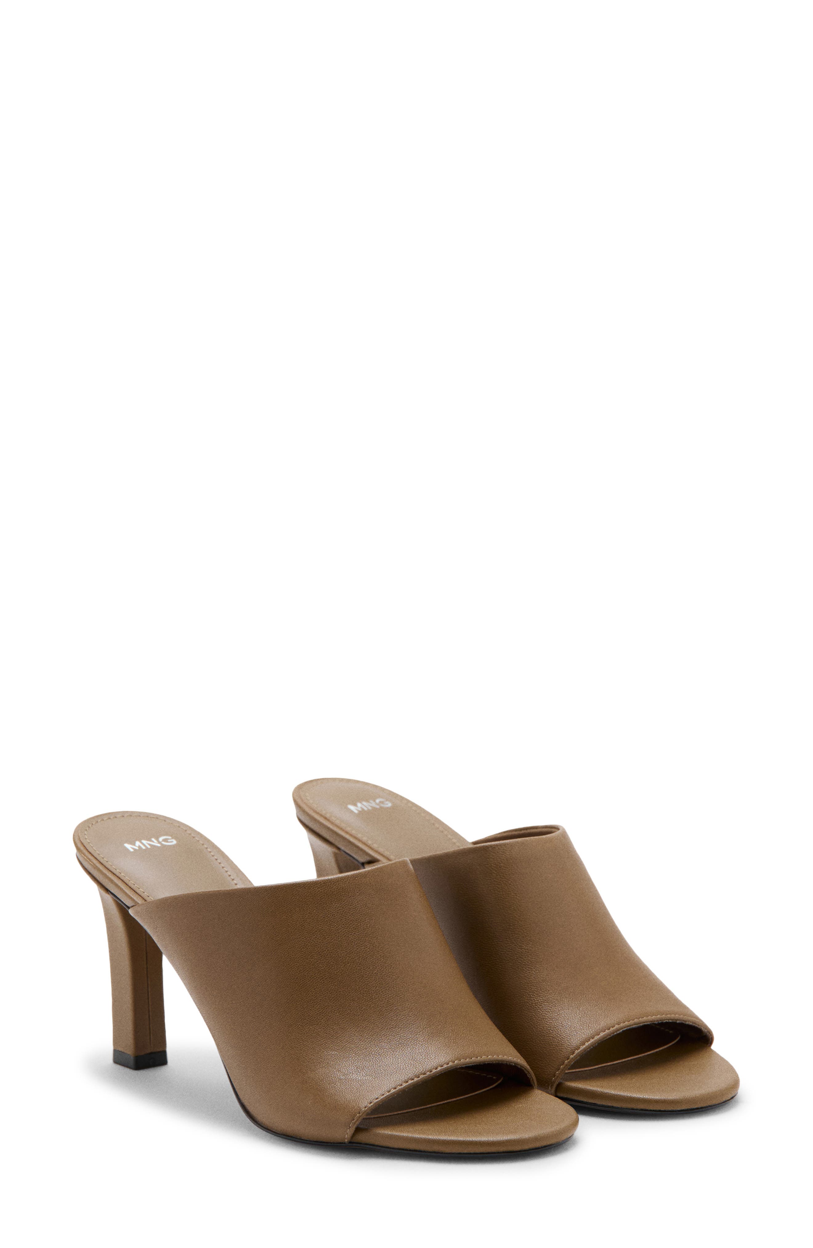 Leather Slide Sandal, Main, color, KHAKI